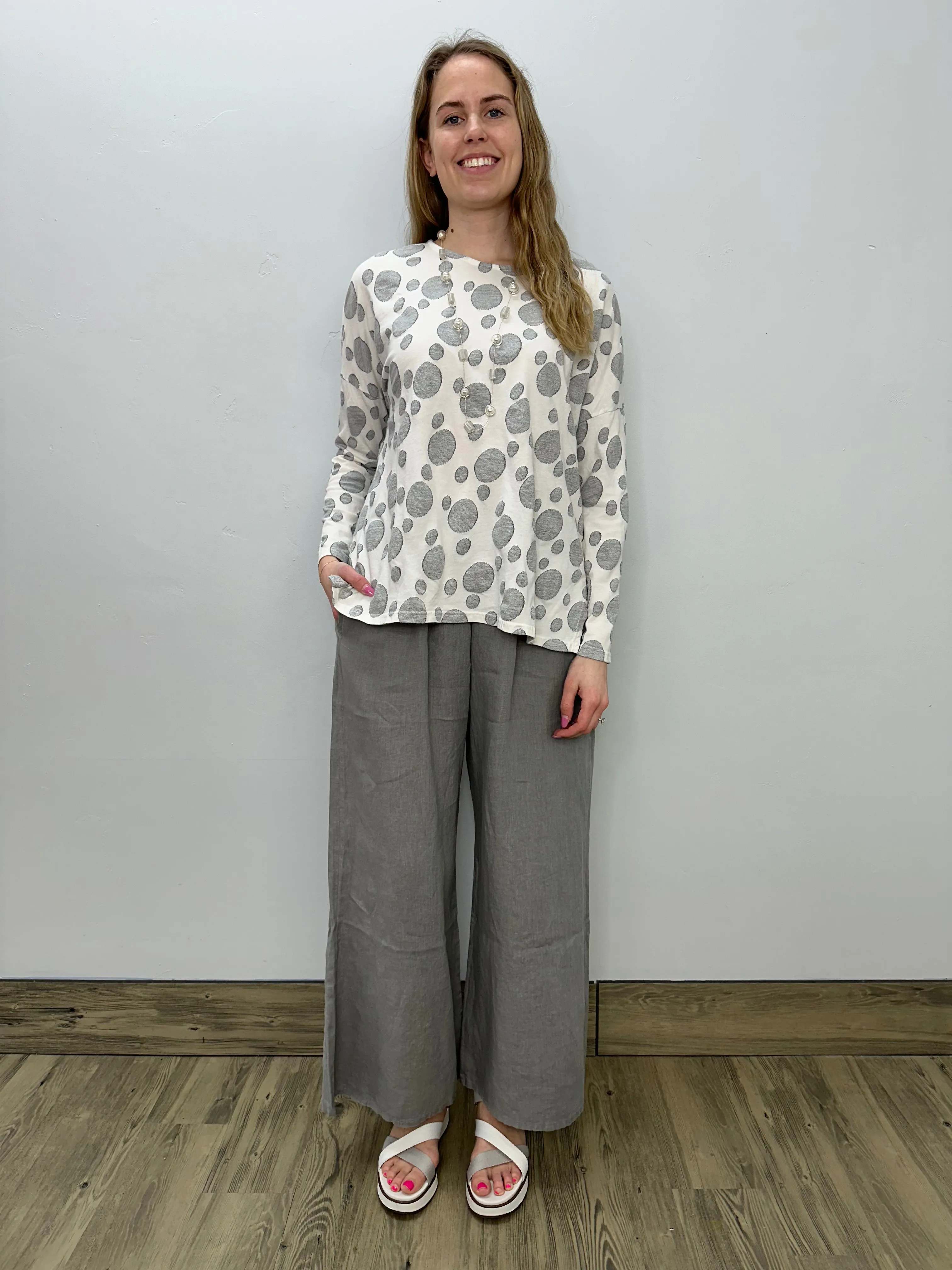 White Jacquard Dot Boxy Top