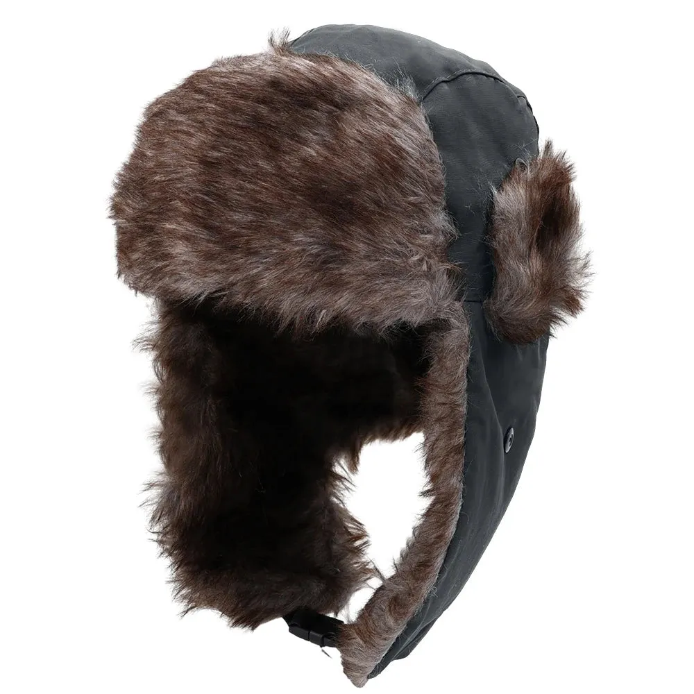 Winter Trapper Aviator Trooper Bomber Cap Earflap Warm Plush Men's Outdoor Windproof Snow Ski Hat Russian Thicken Beanie Hats