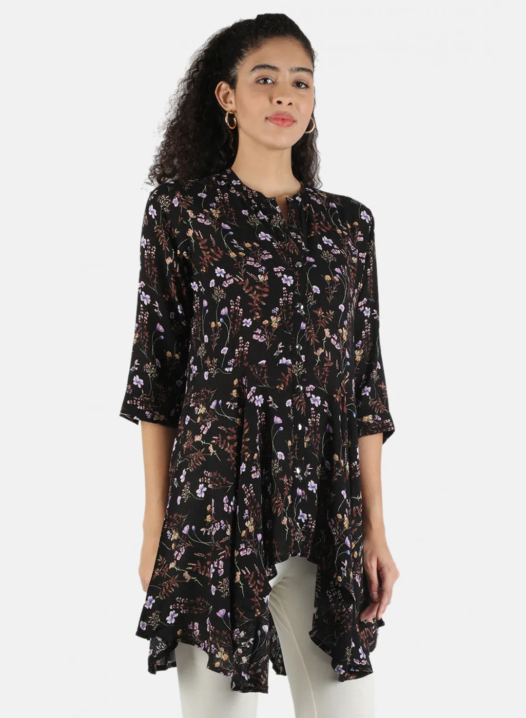 Women Black Printed Tunic