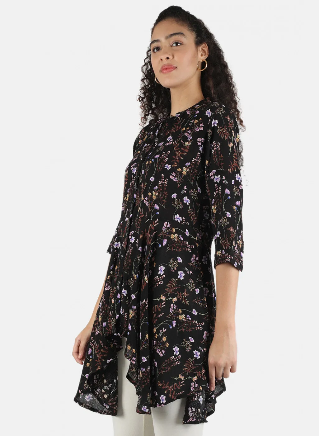 Women Black Printed Tunic