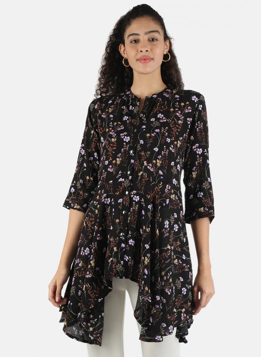 Women Black Printed Tunic