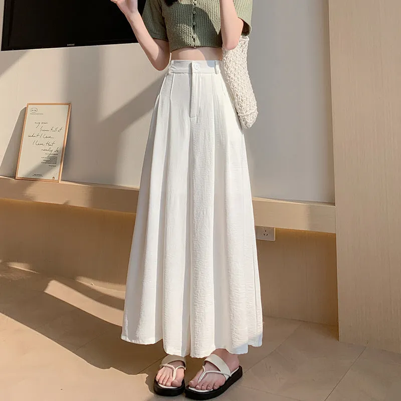 xiangtuibao Texture Sense Ice Silk Wide-Leg Pants Women's Summer New Thin Pants Small High Waist Drooping Casual Culotte