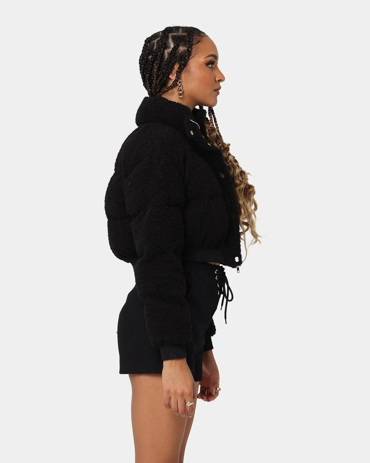 XXIII Women's Lara Crop Sherpa Puffa Jacket Black