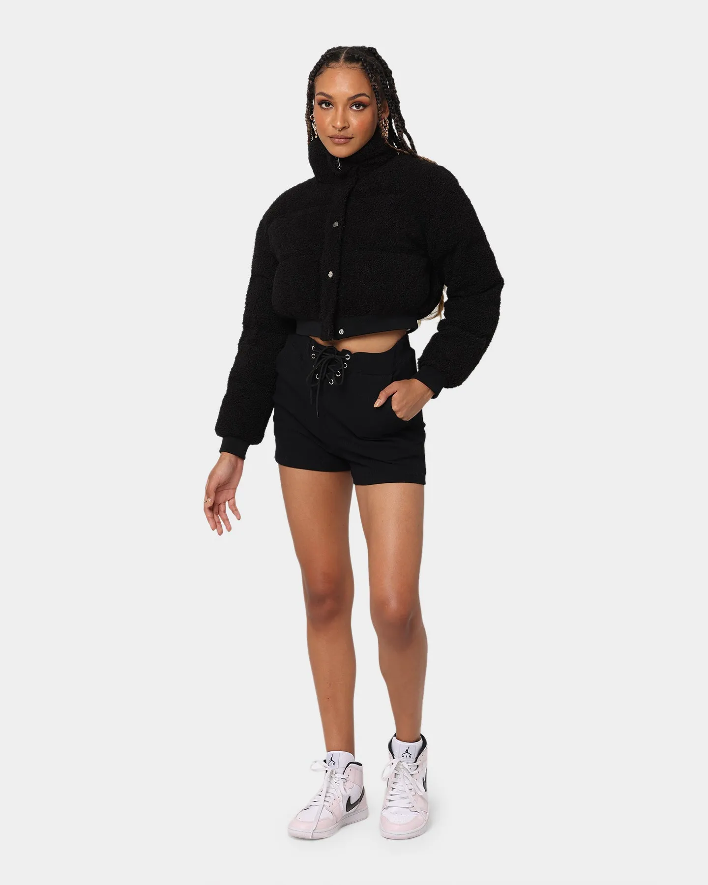 XXIII Women's Lara Crop Sherpa Puffa Jacket Black