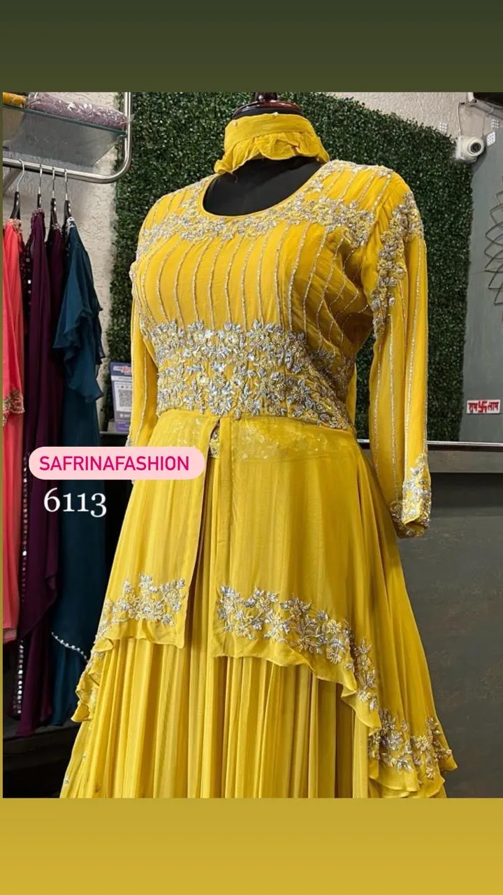 Yellow Indowestern Dress Sangeet dress Bridesmaid dress