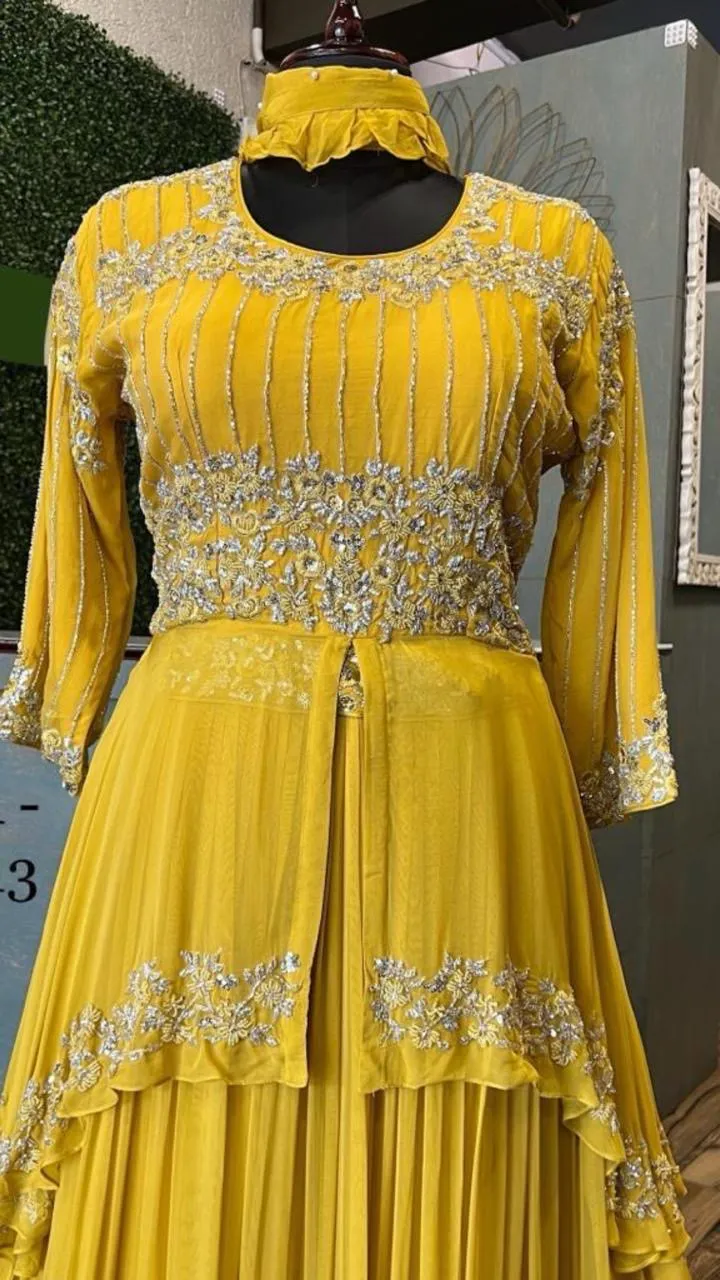 Yellow Indowestern Dress Sangeet dress Bridesmaid dress