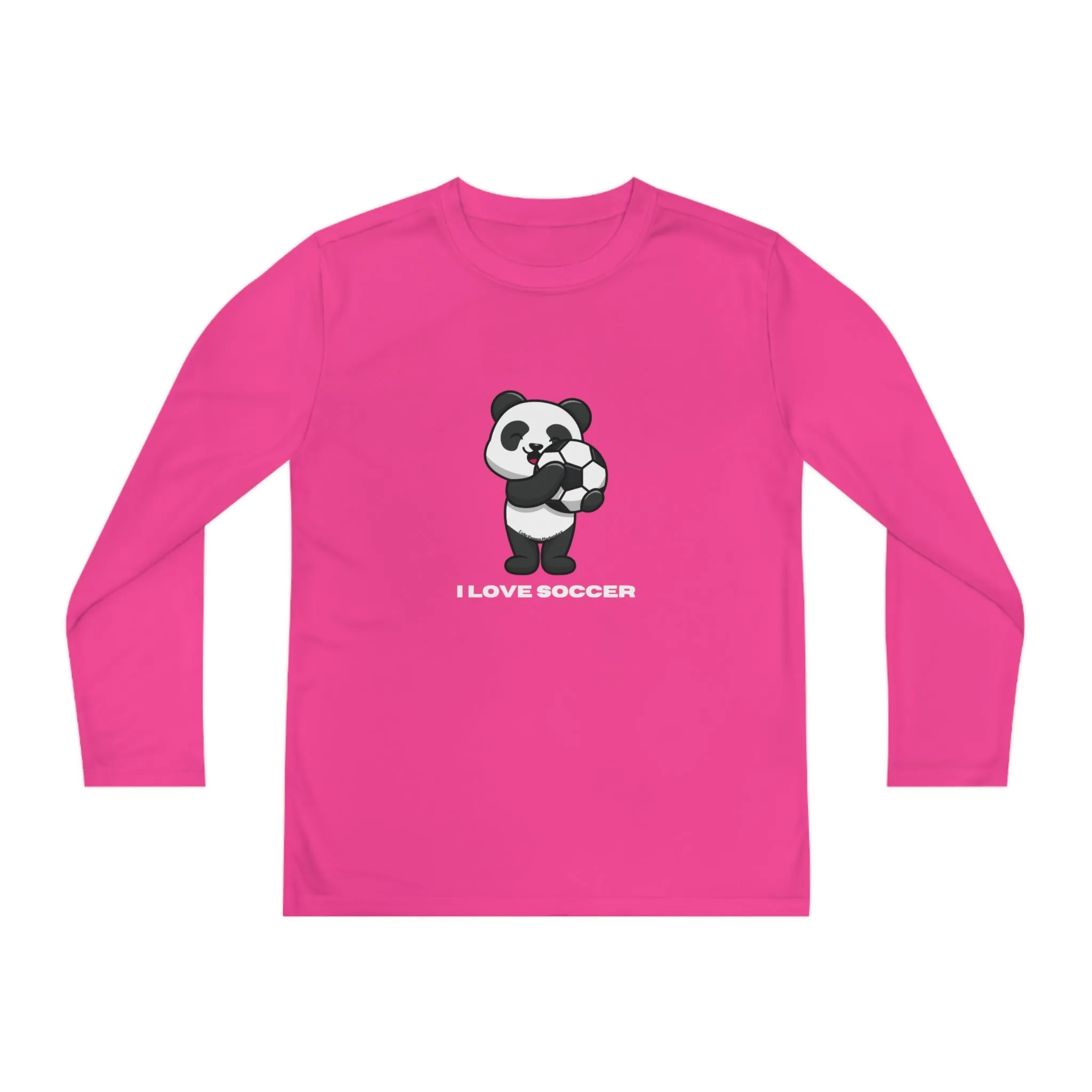 Youth Long Sleeve - Panda Says I Love Soccer Love and Peace