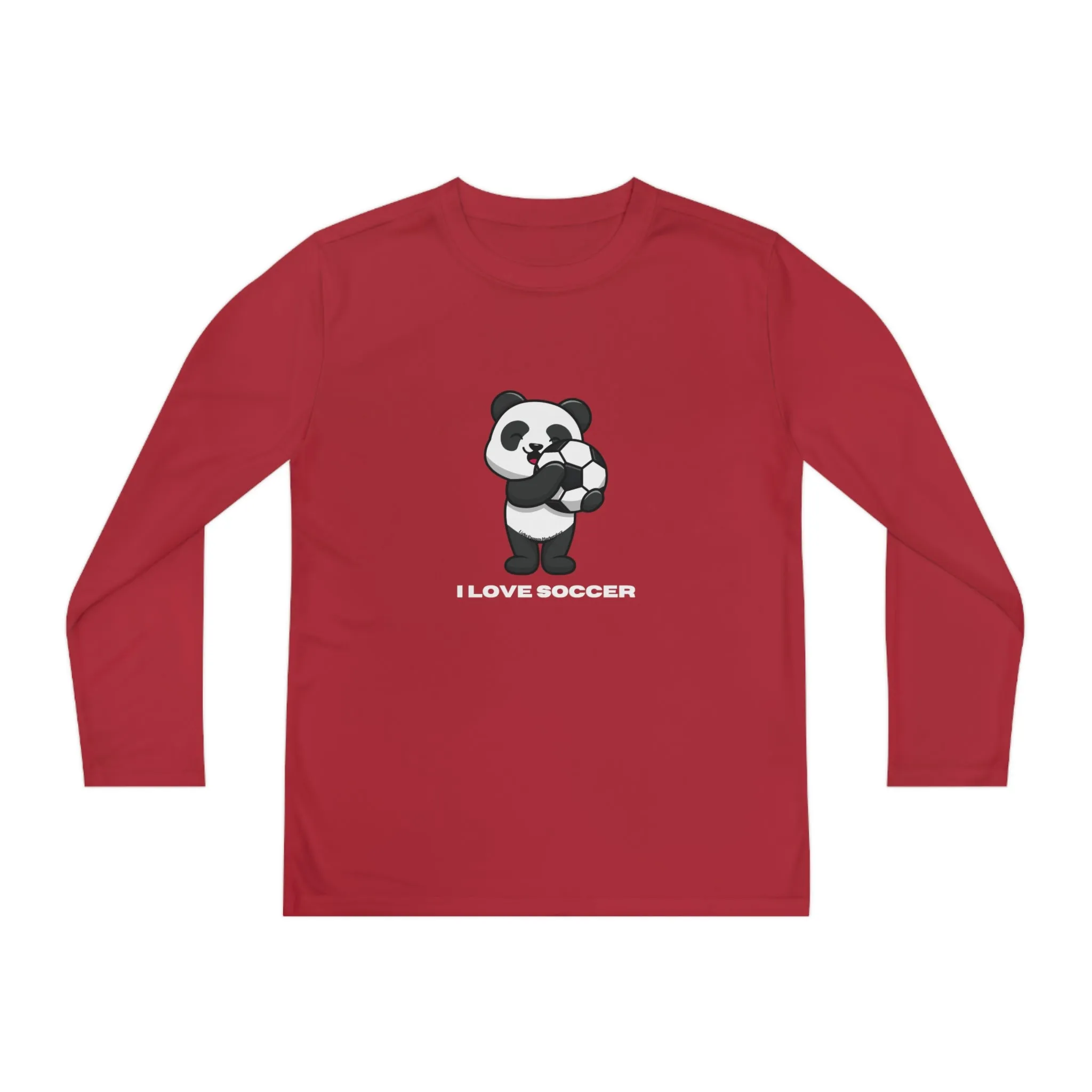 Youth Long Sleeve - Panda Says I Love Soccer Love and Peace