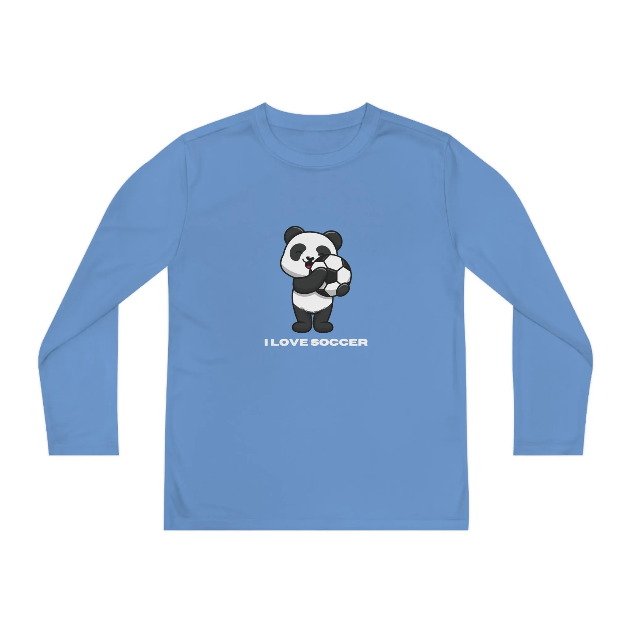 Youth Long Sleeve - Panda Says I Love Soccer Love and Peace