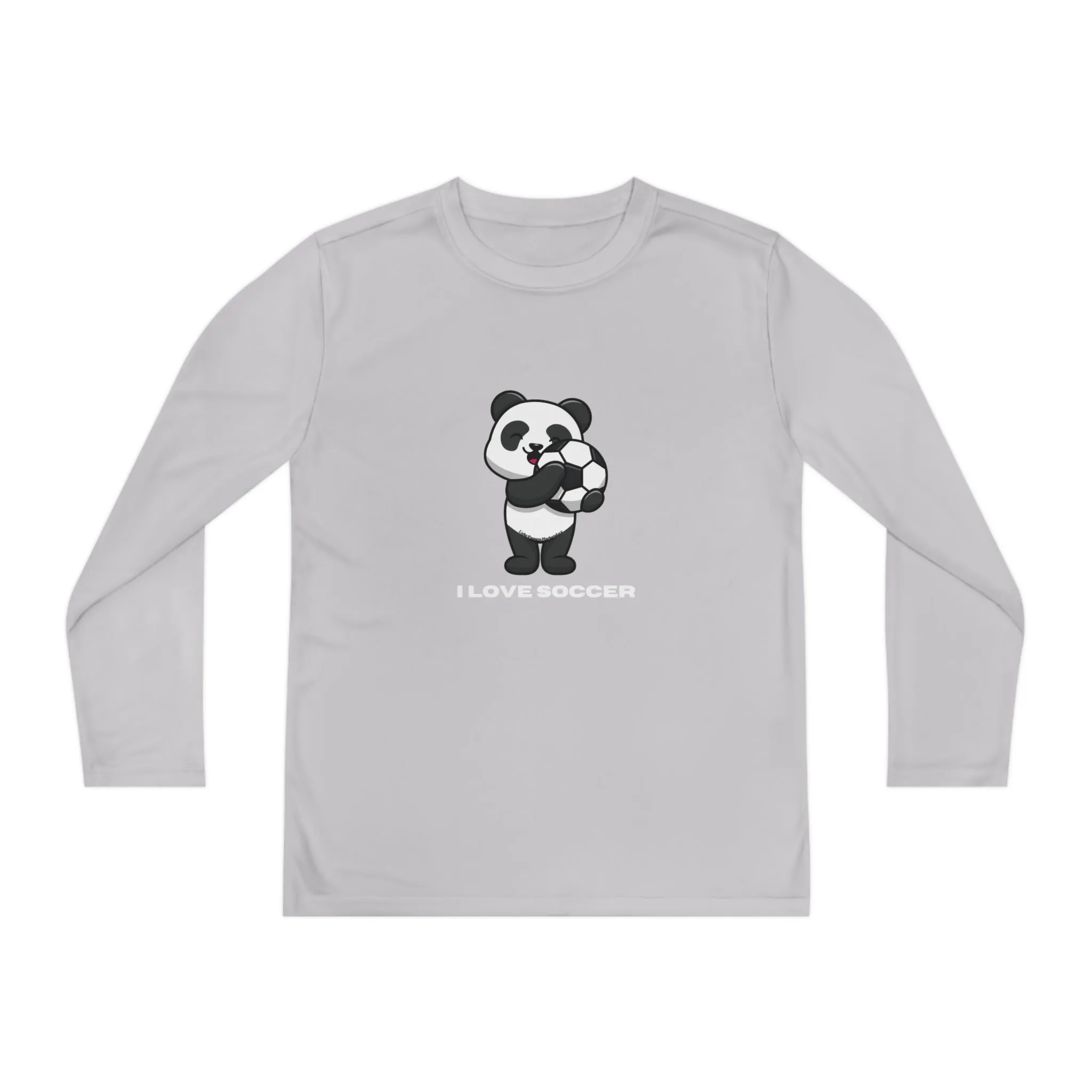 Youth Long Sleeve - Panda Says I Love Soccer Love and Peace